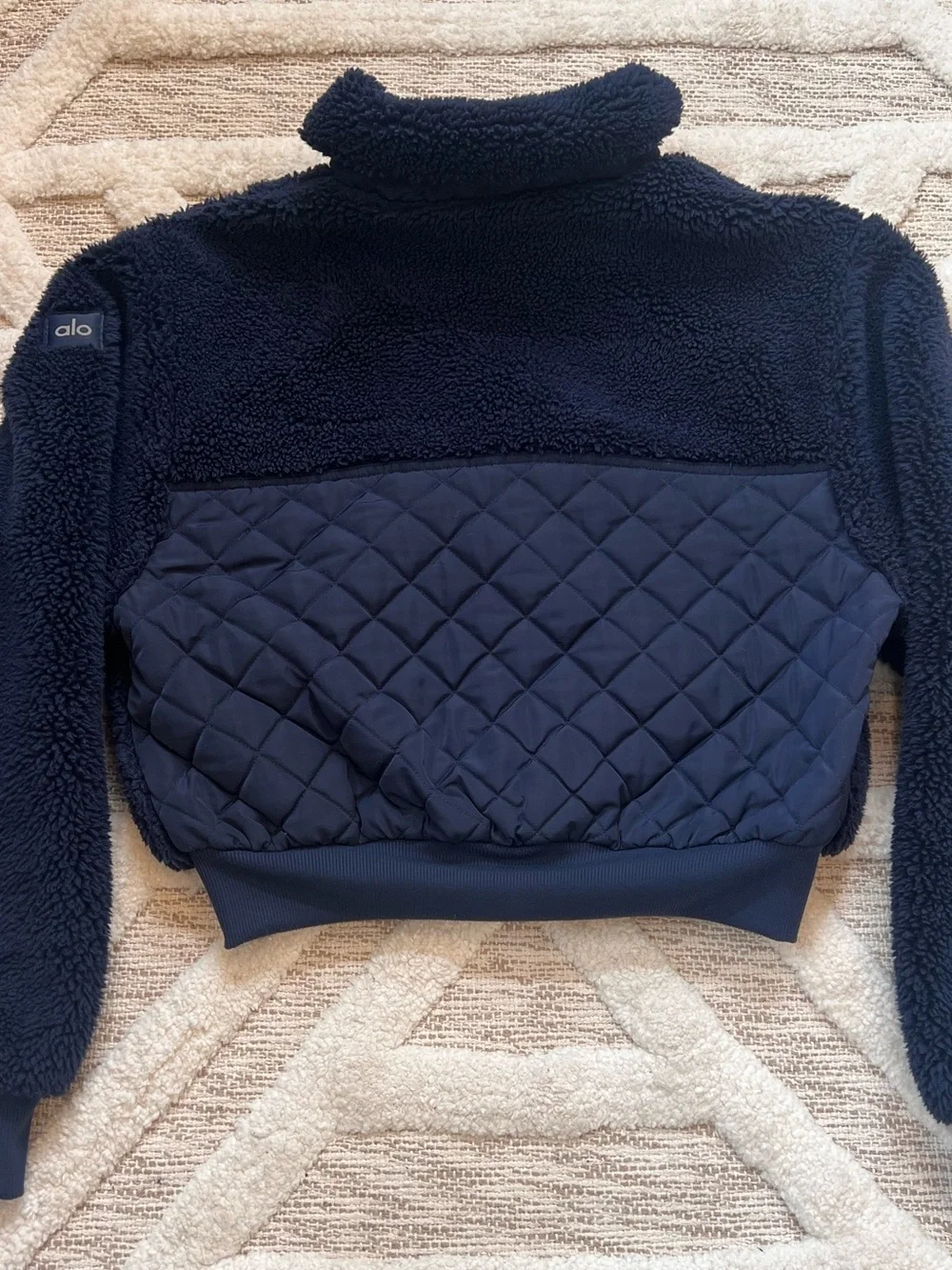 ALO Yoga Navy Sherpa Edge Bomber Zip Jacket Navy Small